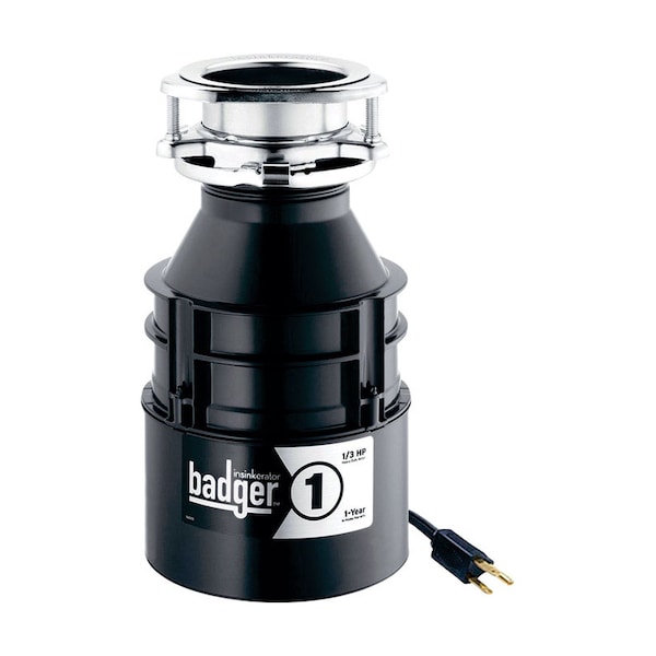 InSinkErator Badger 1 CORD 1/3 HP Continuous Feed Garbage Disposal with Power Cord